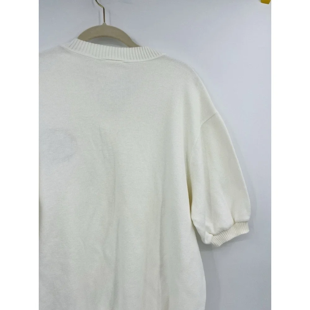 Vintage Royal Caribbean Cruise Club Sweater Short Sleeve V-Neck XL Cotton USA